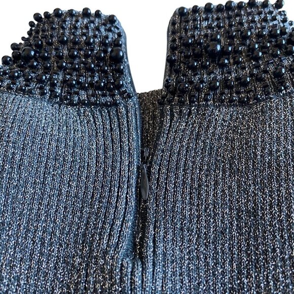 Grace Elements Metallic Beaded Neck Silk Top M Elegant Chic Holiday‎ Party - Picture 8 of 10